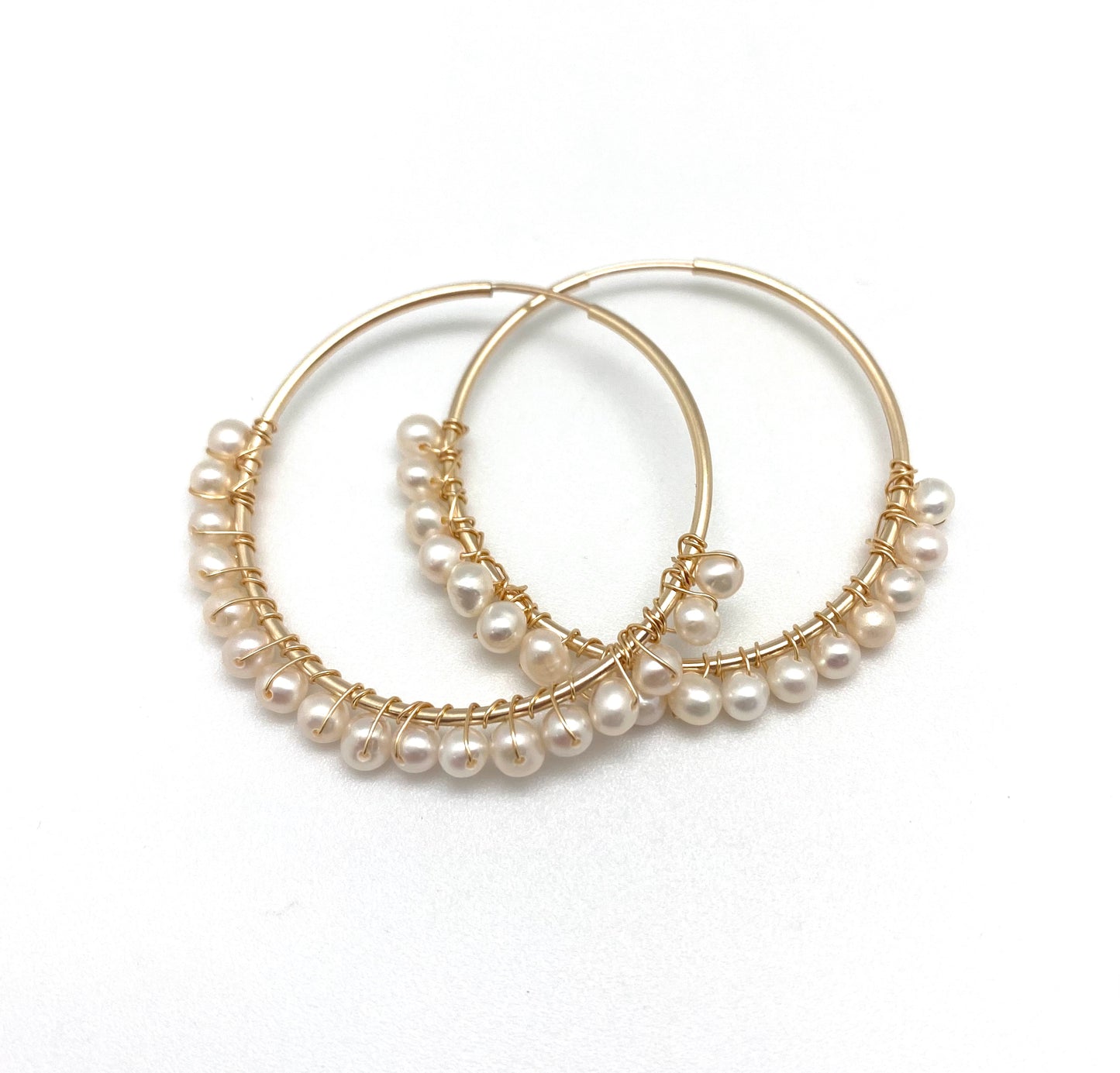 Mia beaded hoop- pearl