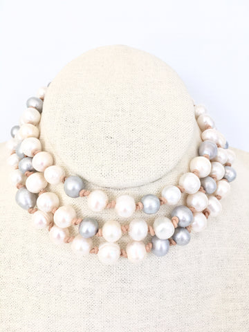 Ellen necklace - natural/white/light grey