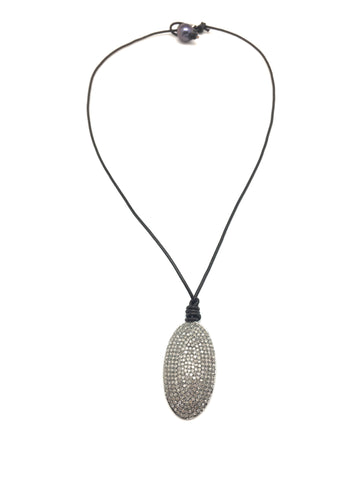 Diamond drop necklace - diamond/leather