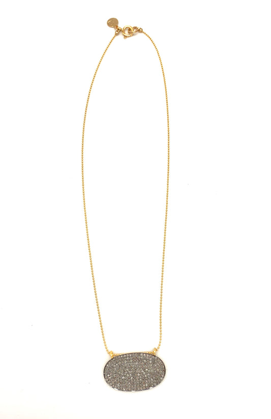 Diamond oval necklace, small-diamond