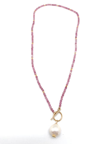 Carol Necklace gem, pink tourmaline